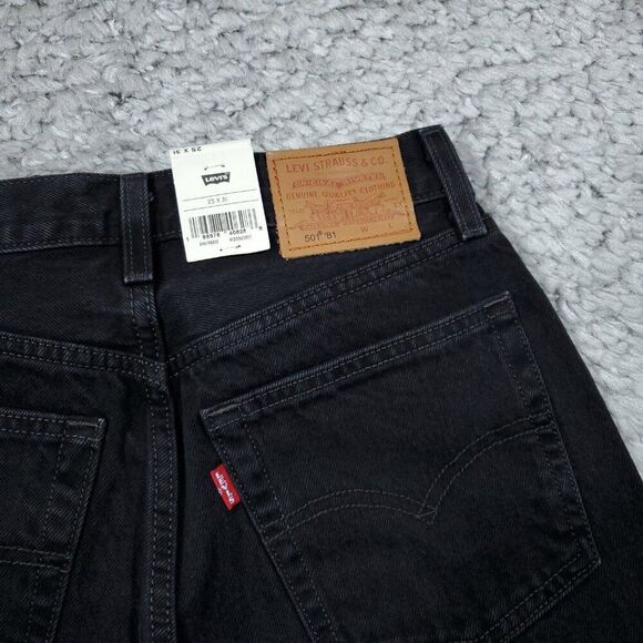 Levi's Premium 501 '81 Mom Jeans Black Distressed Size 25x31 High Rise Tapered - Picture 4 of 12